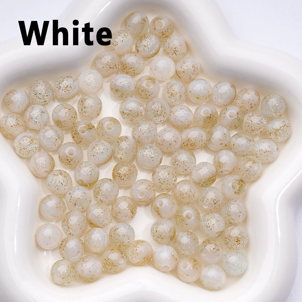 10MM Round Acrylic Beads – Mini Multi-Color Glitter with Gold Foil Paper Inside