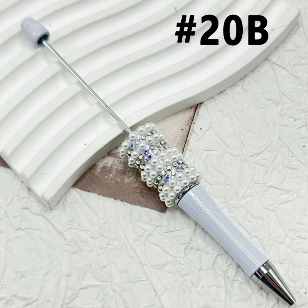 AB Small Rhinestones with White Beadable Pen White Pearl Chain