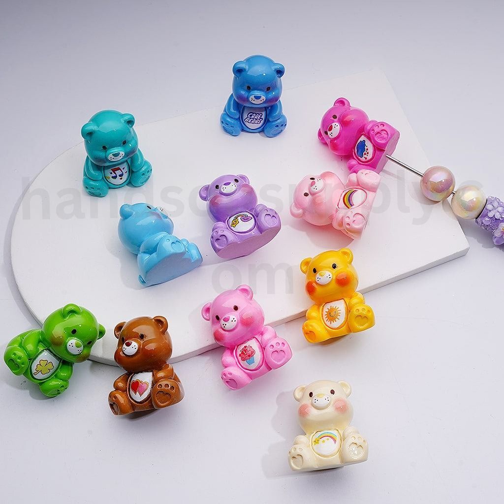 Cute Car Bea Solid Color Acrylic Beads Pen Toppers Pendants Jewelry Accessories, 36*32MM