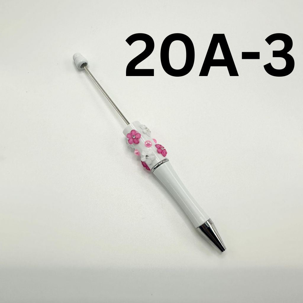 Acrylic Flower and Clear Solid Colored Rhinestone Beaded Pens