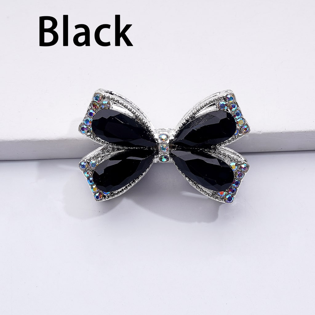 Dazzling Silver Bowknot Beads 24*38MM, Alloy Embellishments with Sparkling Rhinestones