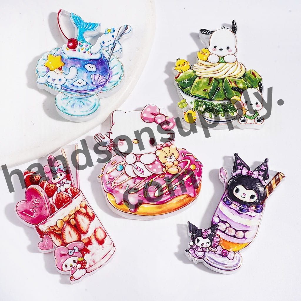 Cute Cartoon Character in Cake and Ice Cream-Themed Acrylic Beads Collection, Random Mix