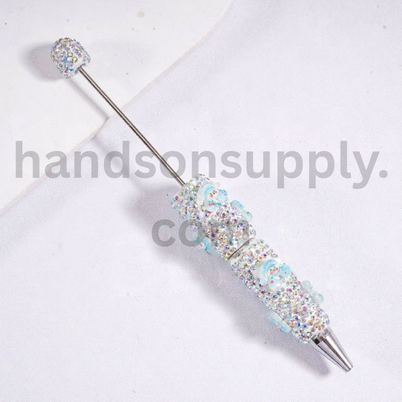 Luminous Cute Little Girls & Adorable Character Designs Beadable Clay Pen with AB Rhinestones Random mix