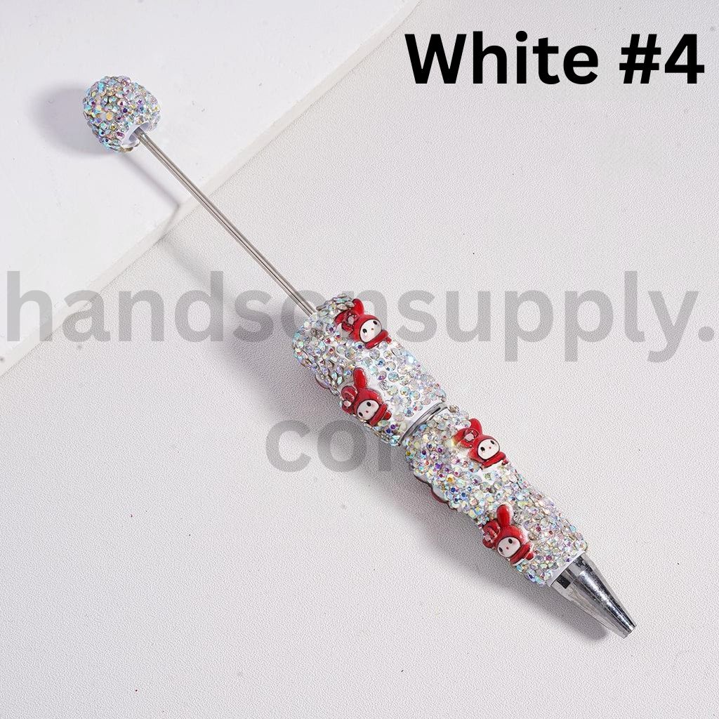 Colorful Beadable Clay Pens with Rhinestones Sanrio Family Charms (Hello Kitty, Pochacco, Pom Pom Purin, Kuromi)