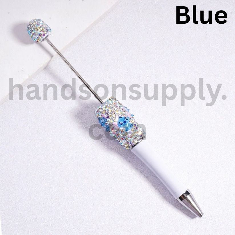 Cute Angel Stitch Charm Beadable Pen with Sparkling AB Rhinestones