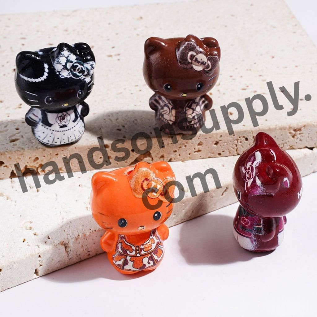 Stylish Cat Character Series with Colorful Fashion Outfits Acrylic Beads, Height 32MM, Multi-Color Random Mix