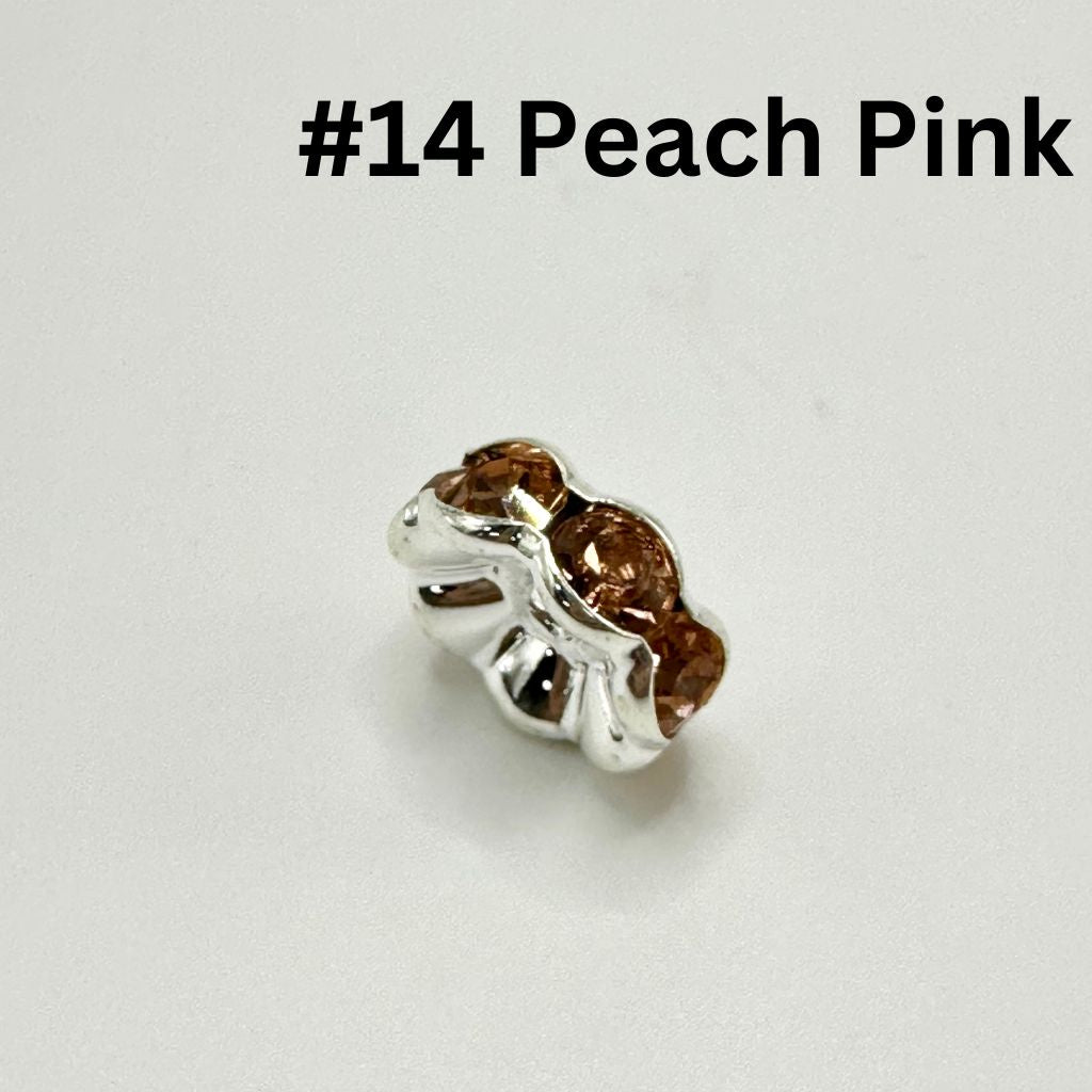 Wavy Spacers with Rhinestones in Solid Colors, Huge, 20mm, ZJ