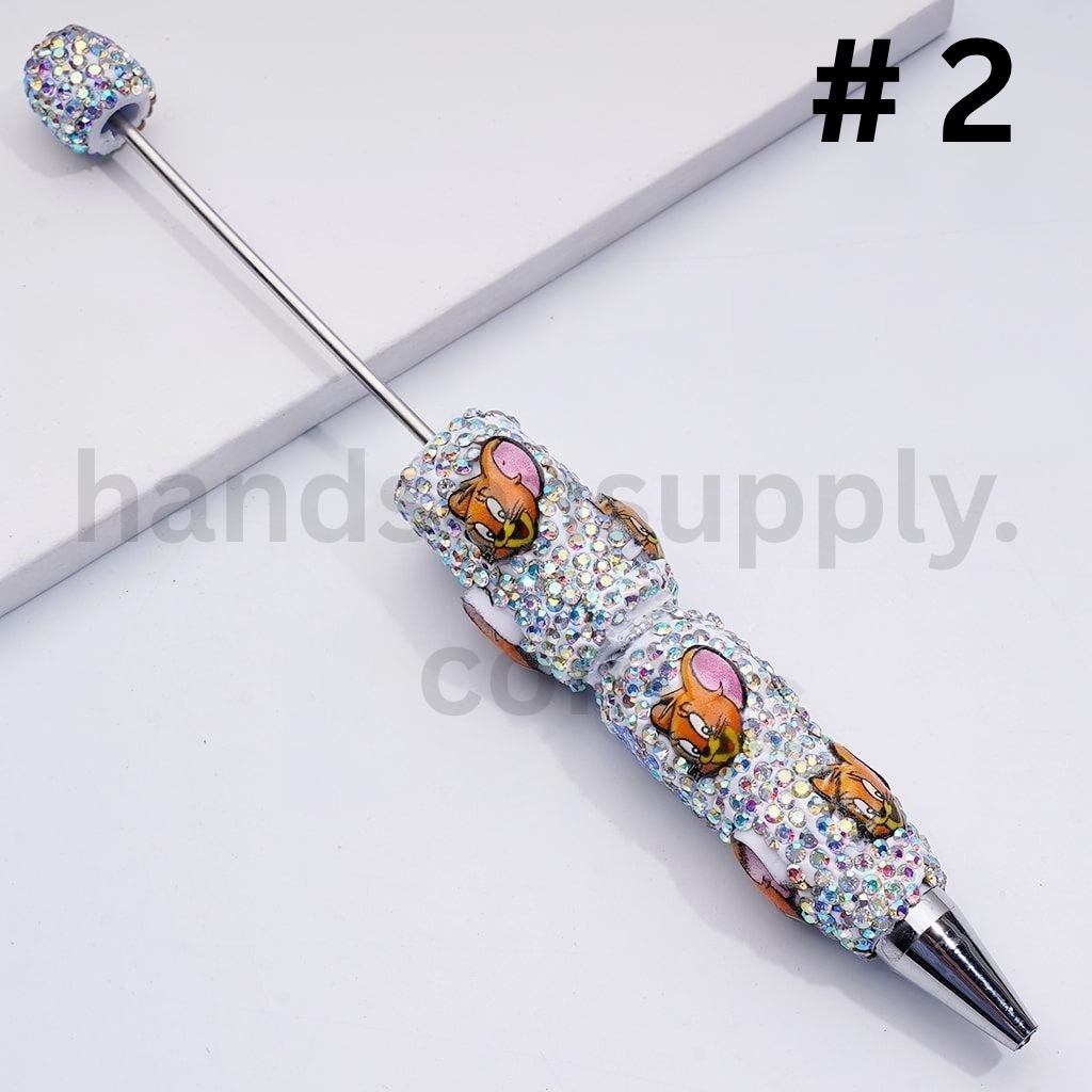Cute Tom and Jerry Inspired Design with AB Rhinestones Fun Style Clay Pens