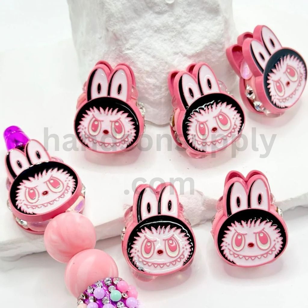 Cute & Creepy Spooky Bunny Face Vivid Alloy with Clear Rhinestones Oval Pearls Clay Beads, Around 28*22MM
