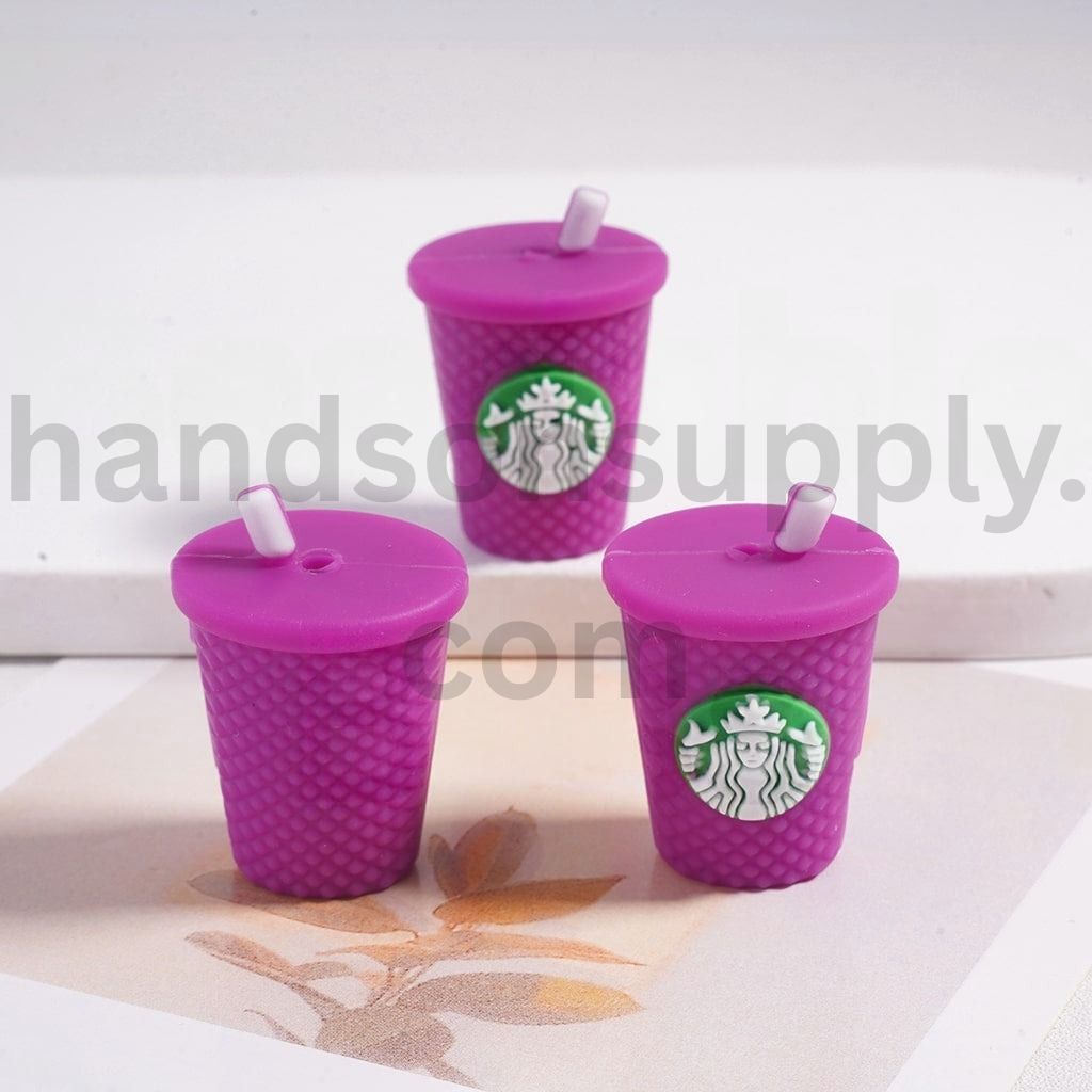 3D Cute Coffee Cup Bottle Theme with Straw Silicone Focal Bead Random Mix