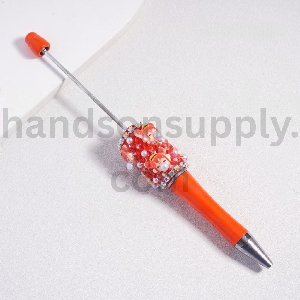 Mini World Moll Solid Color with White Pearls, AB & Cone Rhinestones Clay Pen Topper