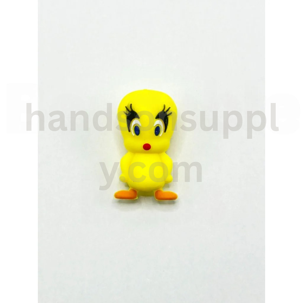 3D Cartoon Tweet Bird Yellow Silicone Focal Beads