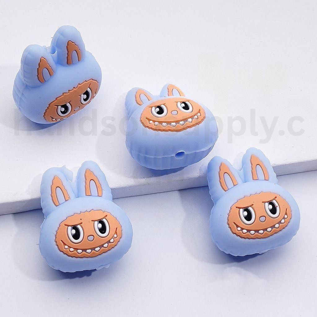 3D featuring Cute Multi Color Labub Monster Head Po Mar Design Silicone Focal Beads