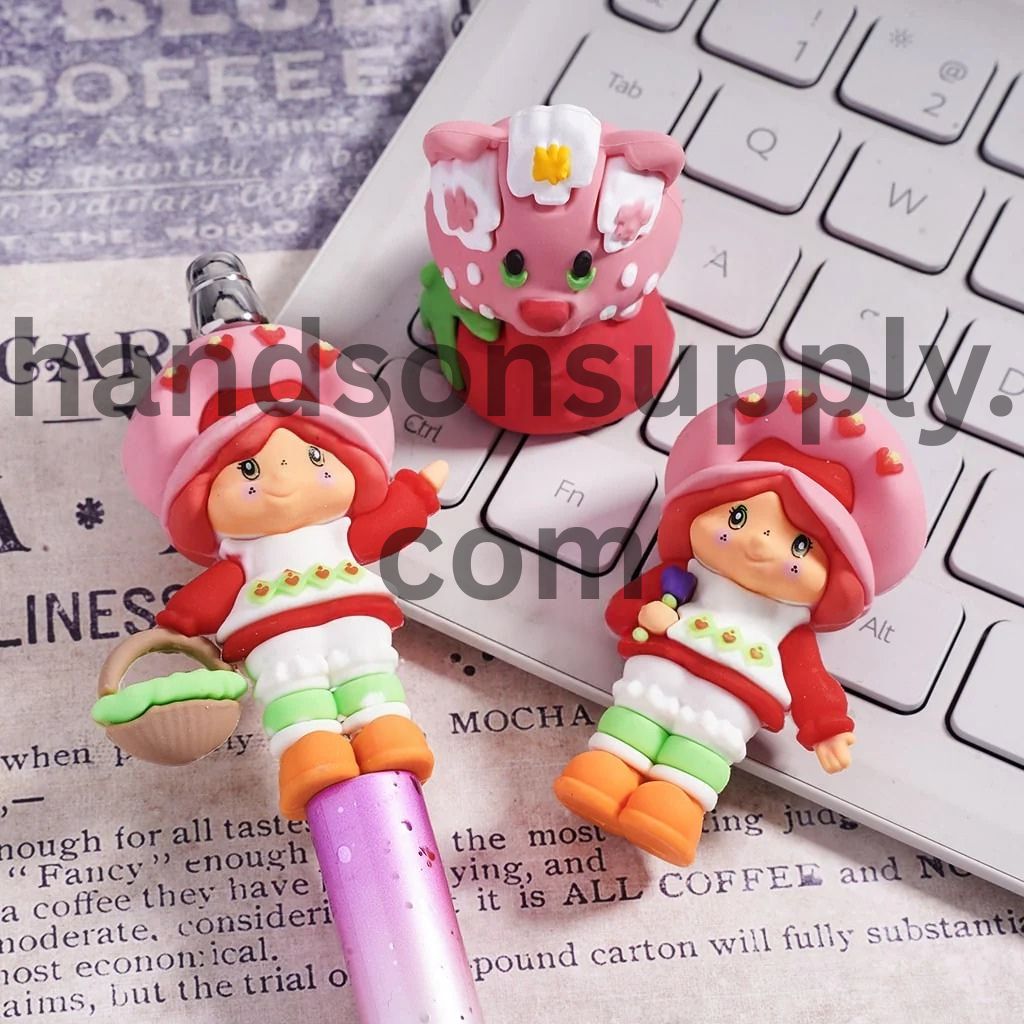 Cute Rubber Soft PVC Figurine Berry Girl Series, can be also used as Beads or Pen Topper, Random Mix (Size Varies Between 43 to 52 MM Depending on Figurine)