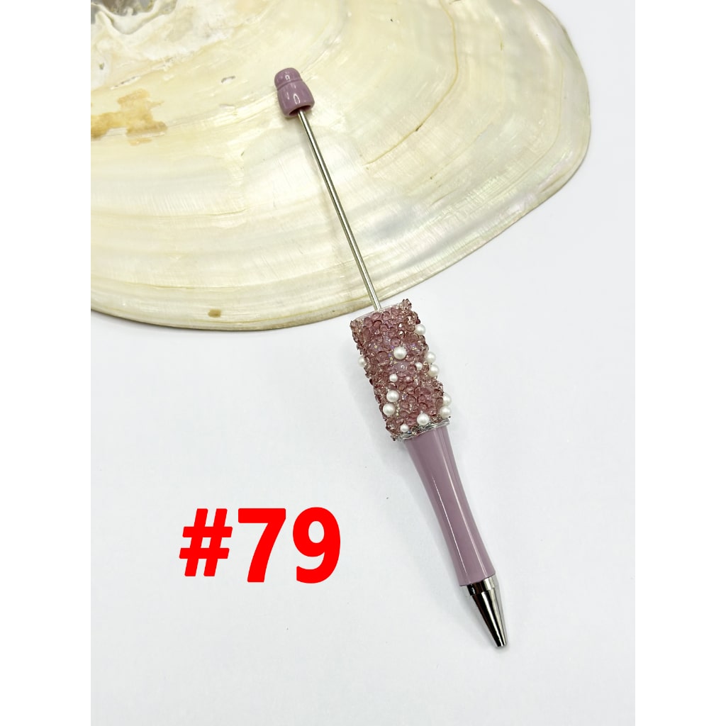 Clear Rhinestones and White Pearls Diamond Shape Beadable Pens in Solid Colors