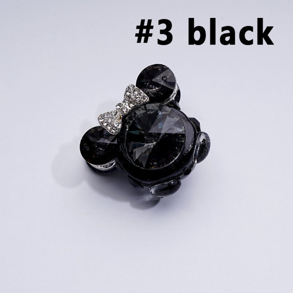 Vivid Fancy Silver Alloy Mouse Head Bows with Large Colorful Cone Shape Rhinestones Clear Rhinestones Clay Beads, Around 30*22MM
