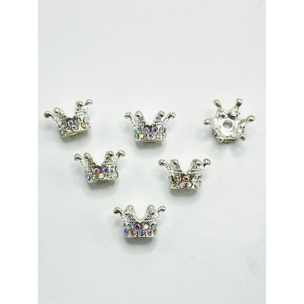 Clear Rhinestones with Bling Bling Alloy Metal Crown, 10mm