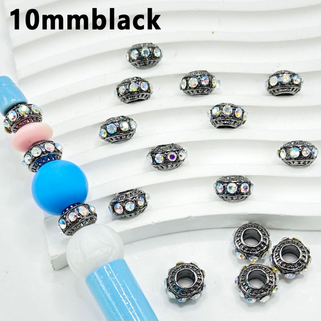 Bling Bling Large Hole AB Rhinestones Metal Wheel Abacus Spacer, 10MM