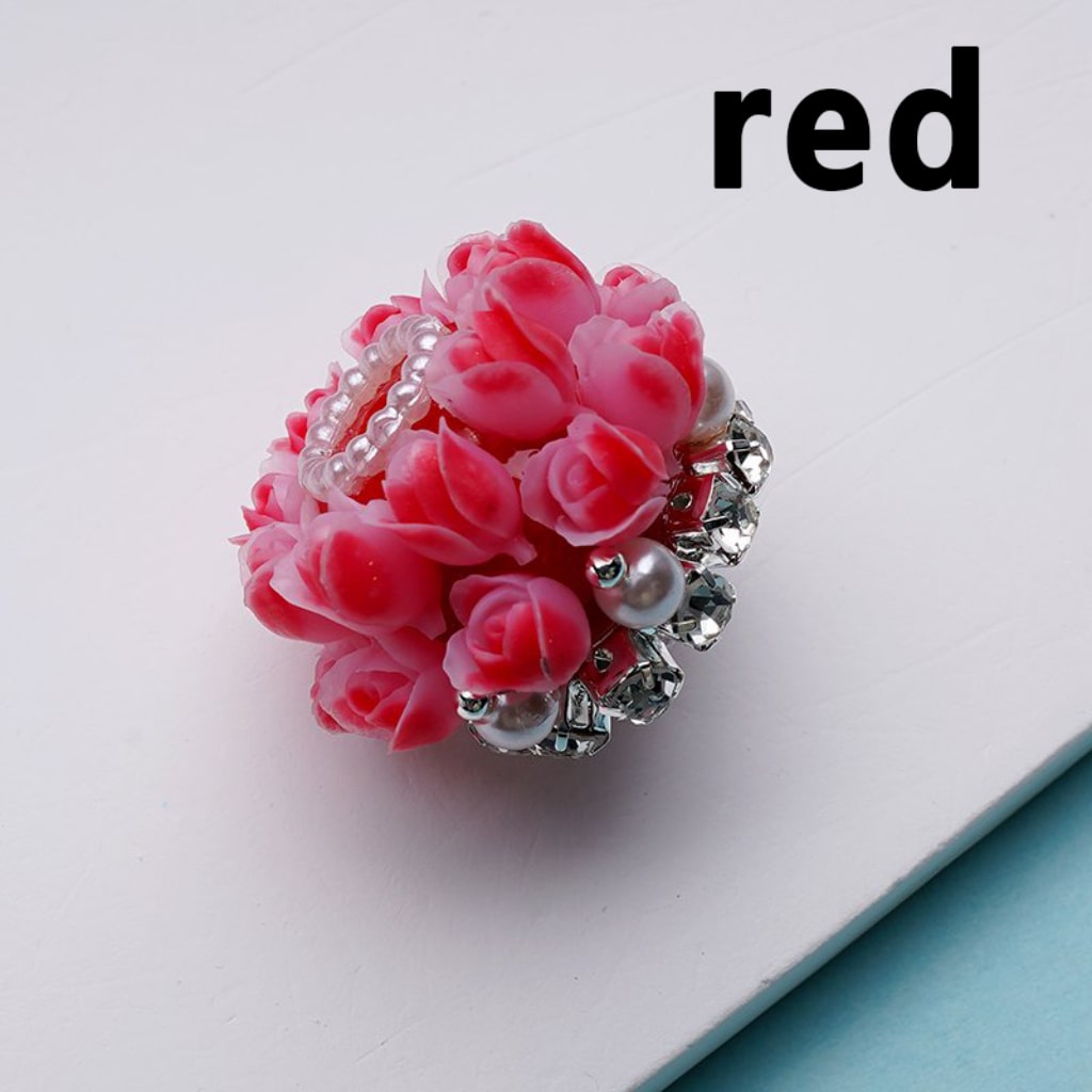 Cute Flowers Bling Bling Tulips Clear Rhinestones Chains White Pearls Round Acrylic Beads, Around 25*18MM