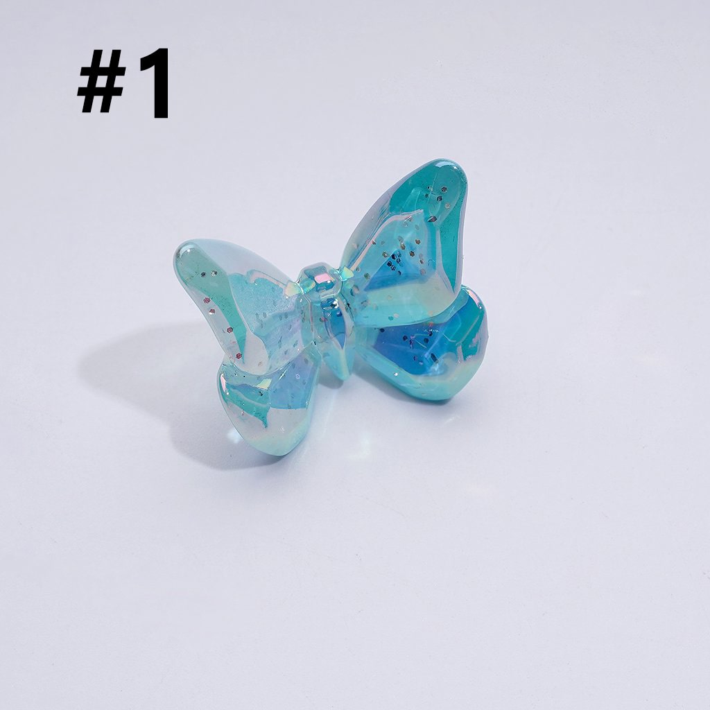 Multi-Color UV Coating Dazzling Butterfly Acrylic Beads, Around 24*20MM