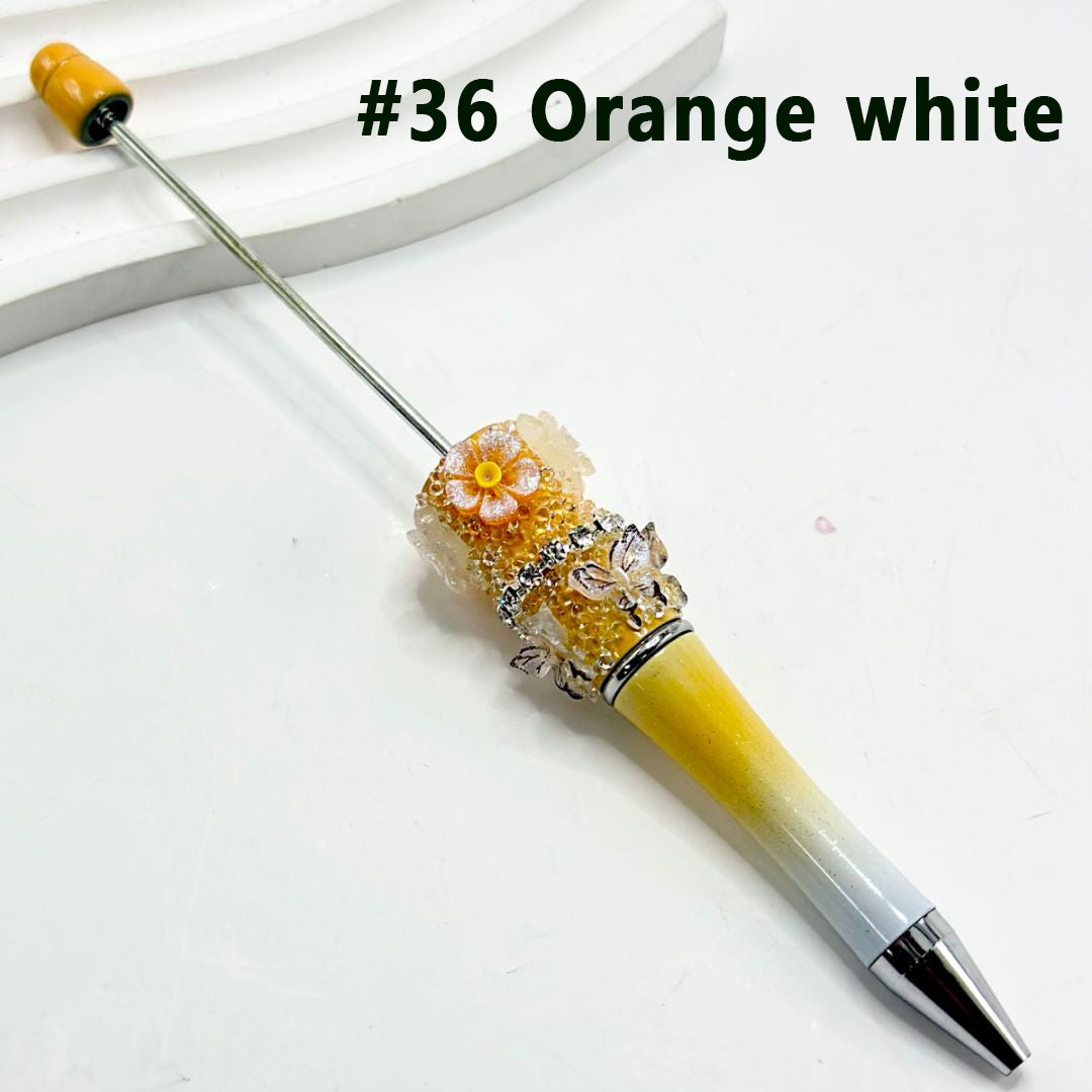 Resin Small Flowers Butterflies Sugar Wrap Beadable Pens in Ombre Colors with Clear Rhinestones