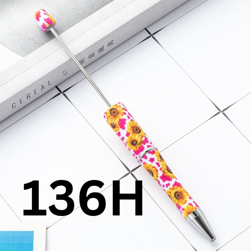 Sunflower with Lovely Pink Design Printed Beadable Pens Number 136H