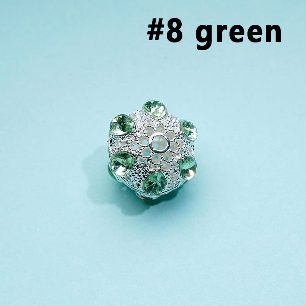 Hollow Ball Exquisite Silver Alloy with Colorful Rhinestones Beads, Around 16MM