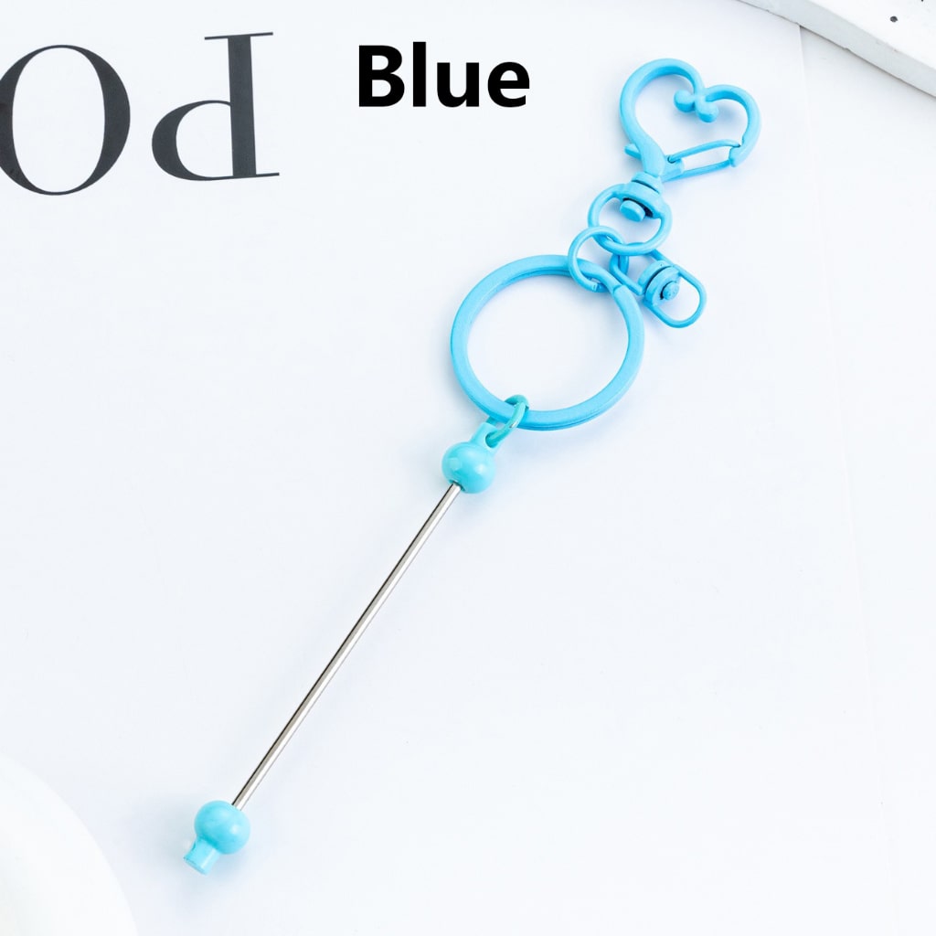 Metal Keychain with Bar and Heart Shape Clasp in Solid Color DIY Beadable 154MM