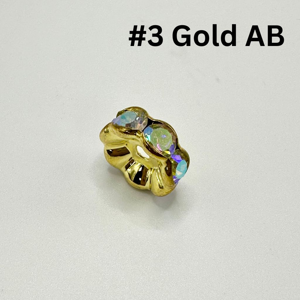Wavy Spacers with Rhinestones in Solid Colors, Huge, 20mm, ZJ