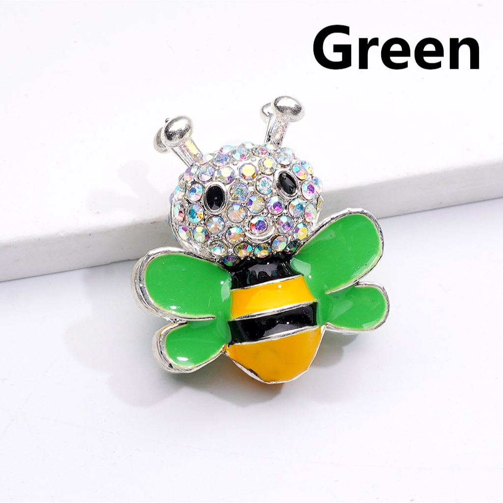 Fancy Bee Design with AB Rhinestones & Solid Color Wings Silver Alloy Beads 29×26MM