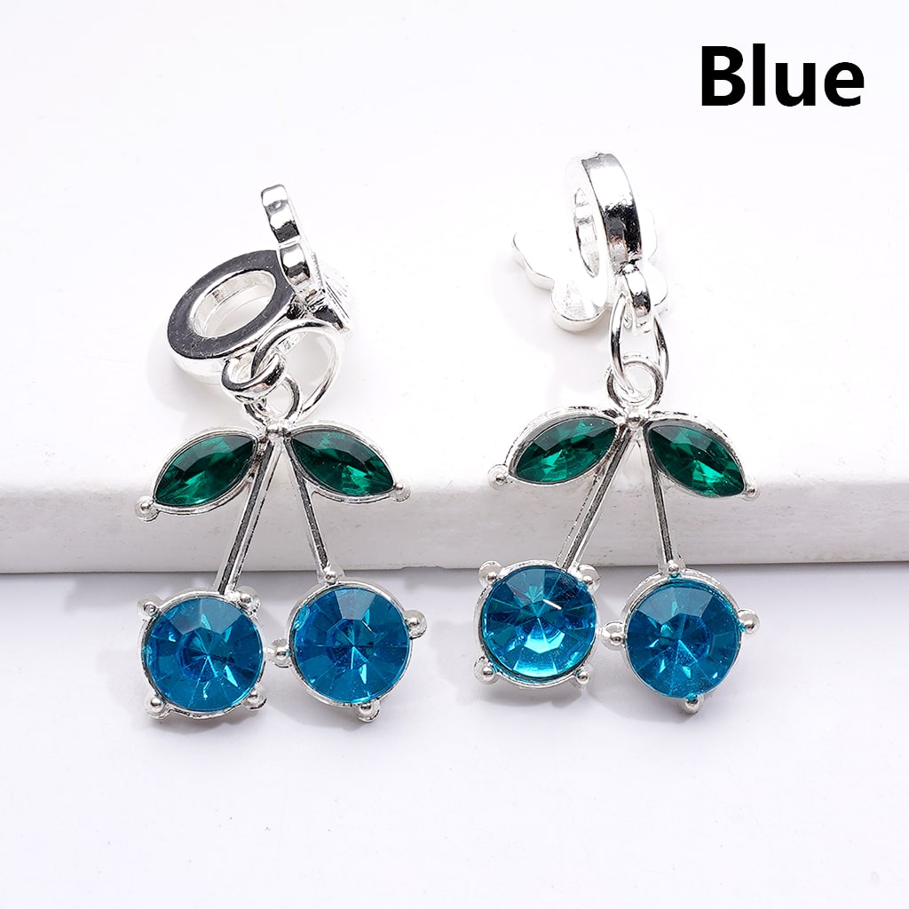 Dangle Butterfly & Crescent Moon Charms Silver Alloy Bail Beads Rhinestone Pendant Jewelry