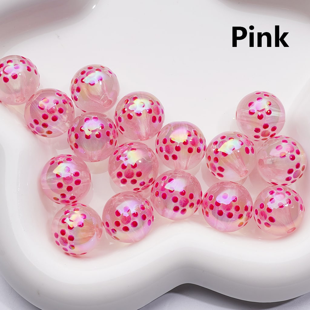 Multi-color Mini Cute Flower Luminous UV Coating Translucent Round Acrylic Beads, 16MM (Single Color is available for 200pcs(Whole bag))