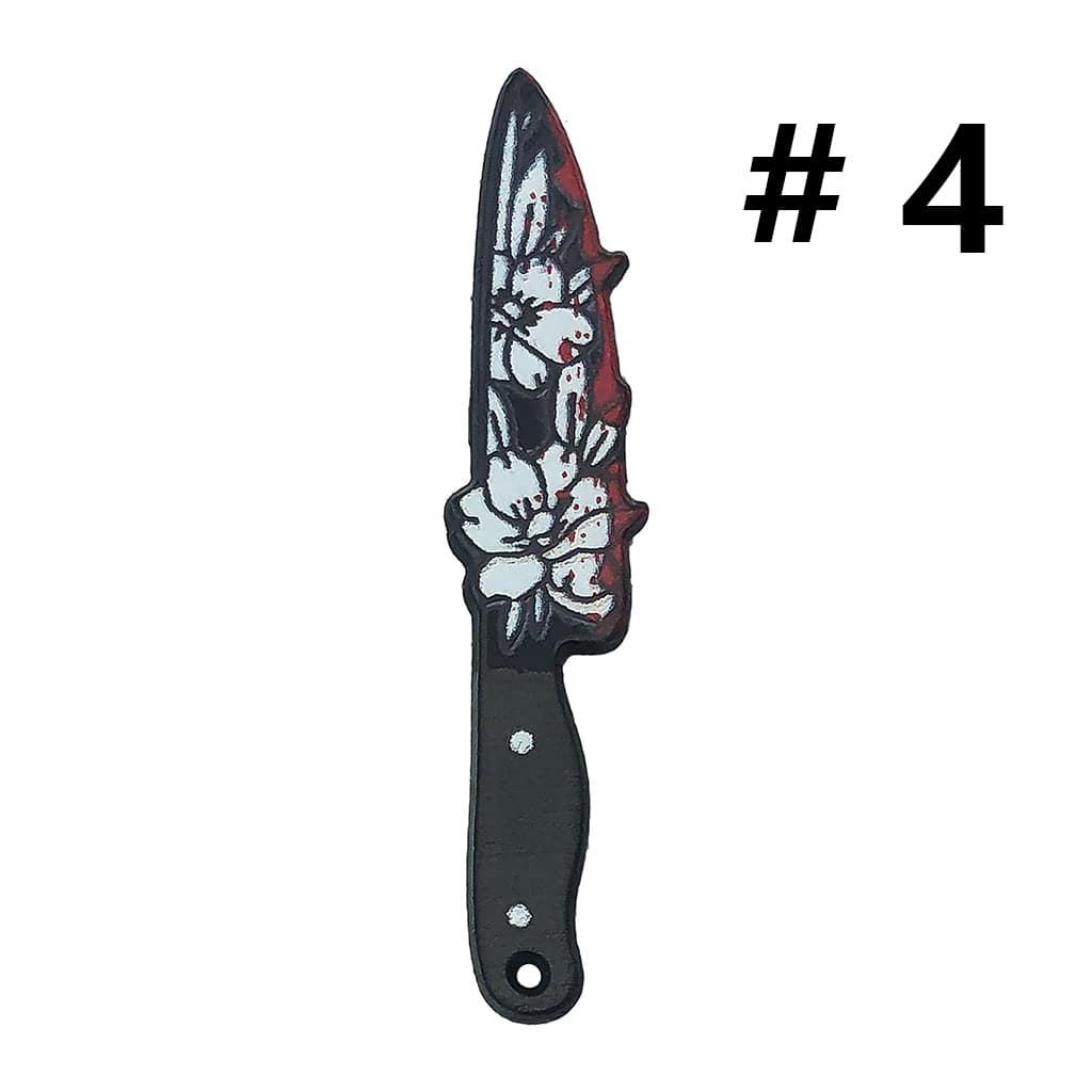 Halloween Skull & Knife Design with Bloody Flower Prints Plastic Beads Horror Jewelry Accessories