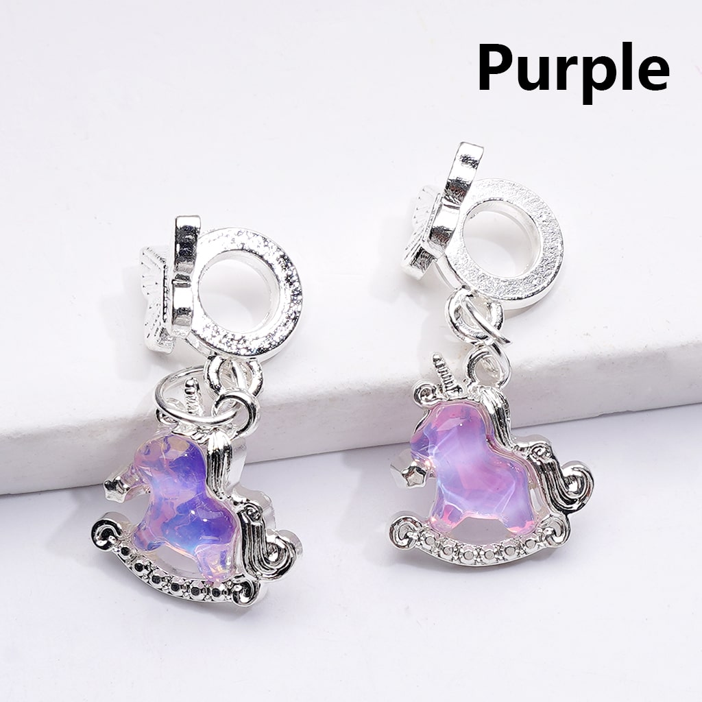 Alloy Charm Beads Silver Unicorn Pendants with Sparkling Rhinestones for Jewelry Making