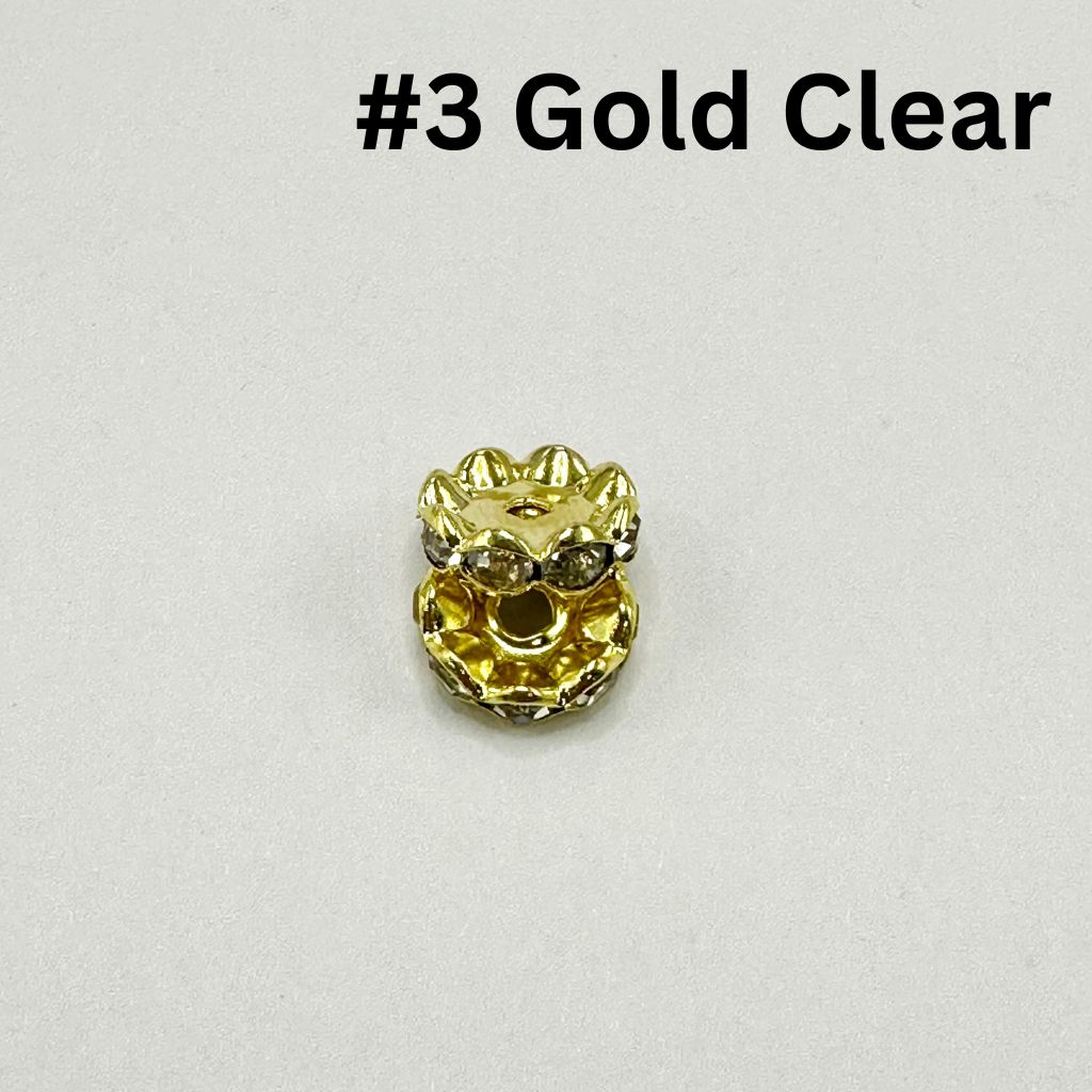 Wavy Shape Metal Spacers with Rhinestones in Solid Colors, 10mm