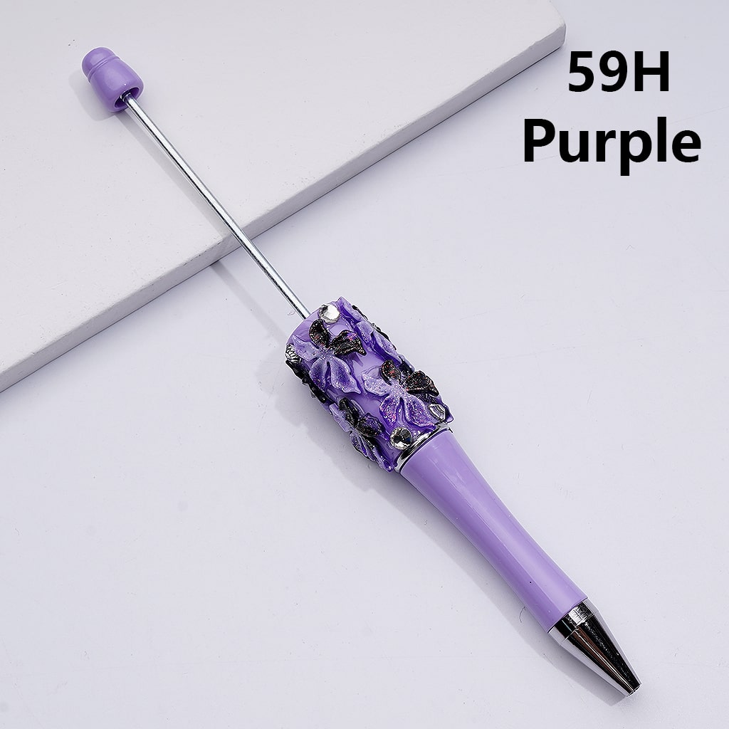 Glitter Shiny Flowers with Clear Rhinestones Double Color Beadable Pens