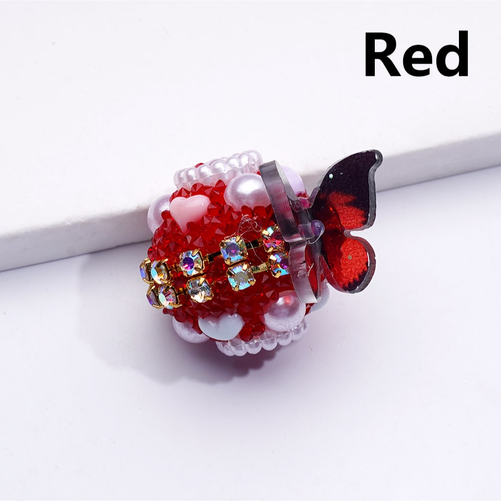 Sugar Butterfly Design with AB Rhinestones & White Pearls Multi-Color Hearts Large Acrylic Beads20MM
