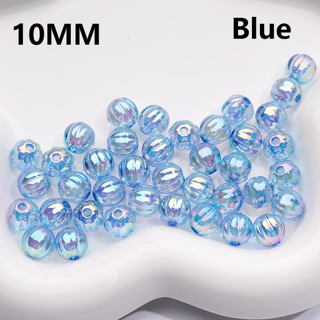 UV Coated Translucent Pumpkin Halloween Design Multi-Color Acrylic Beads 10MM