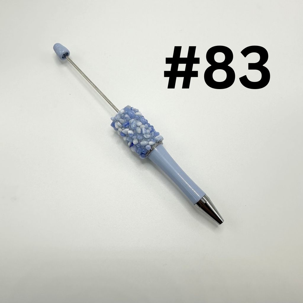 Solid Color Plastic Beadable Pens with tiny Pebbles