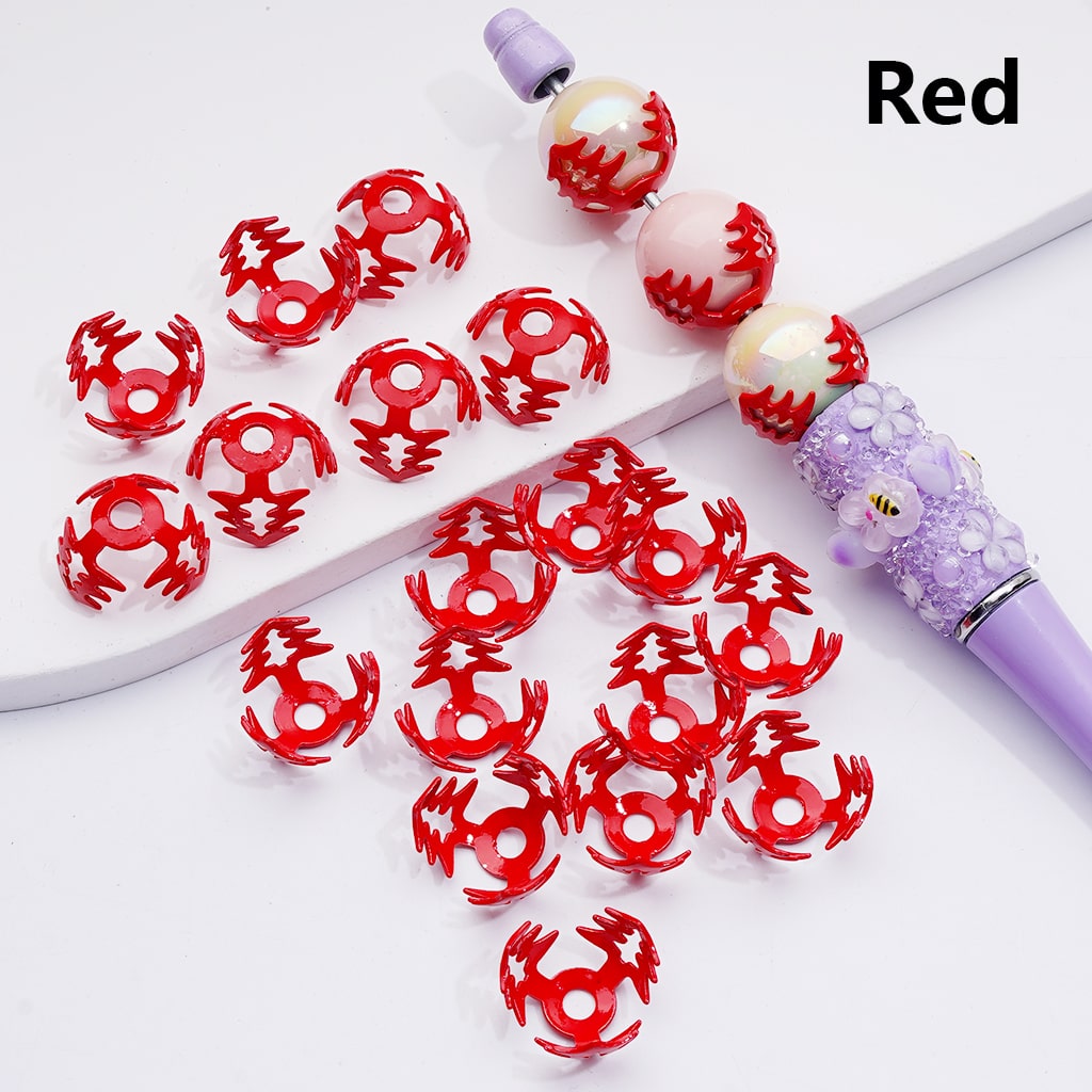 Festive Metal Bead Cage Cap 16MM Christmas Tree Design