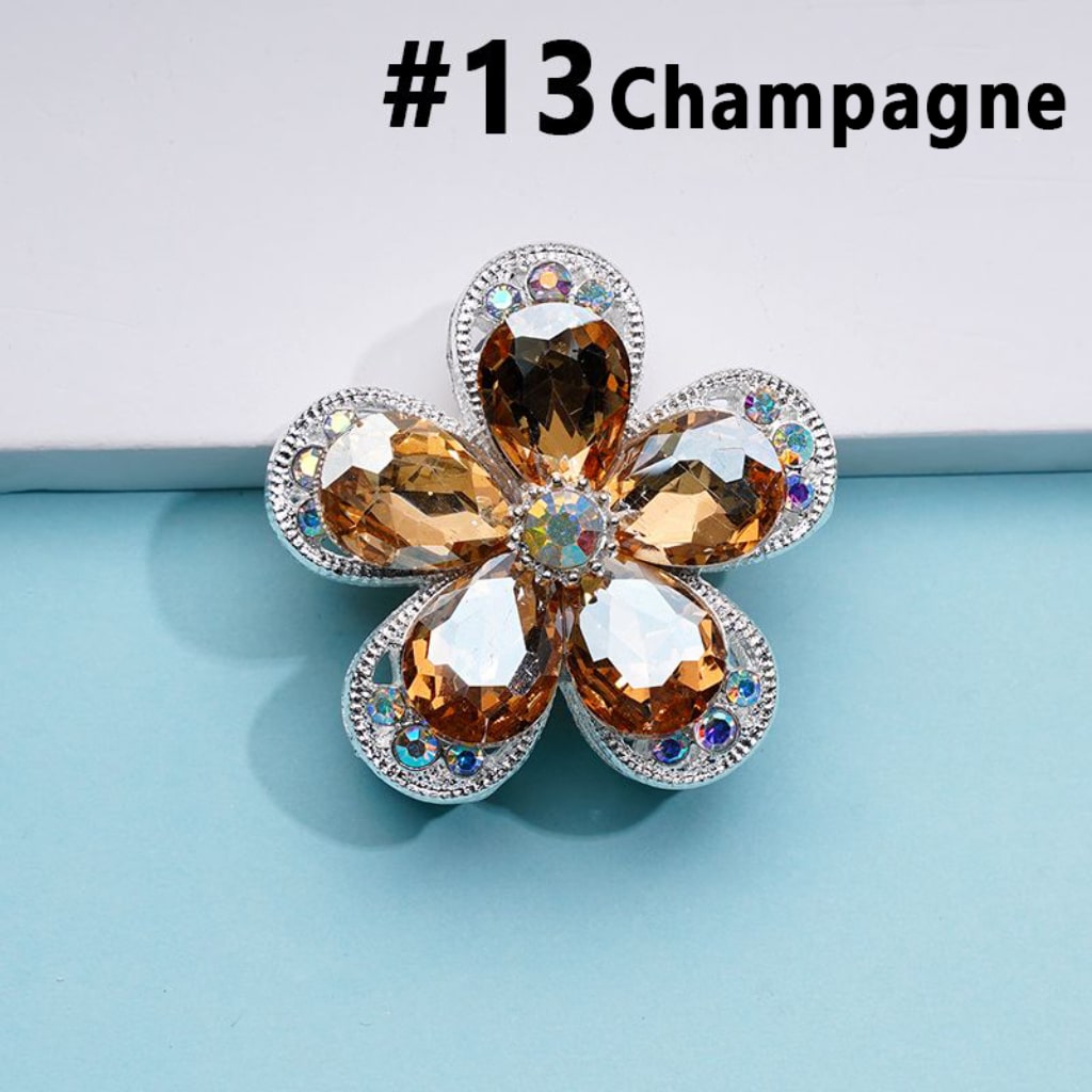 Silver Alloy Exquisite Fancy Five-Petaled Flower with Colorful & AB Rhinestones Beads, Around 38MM