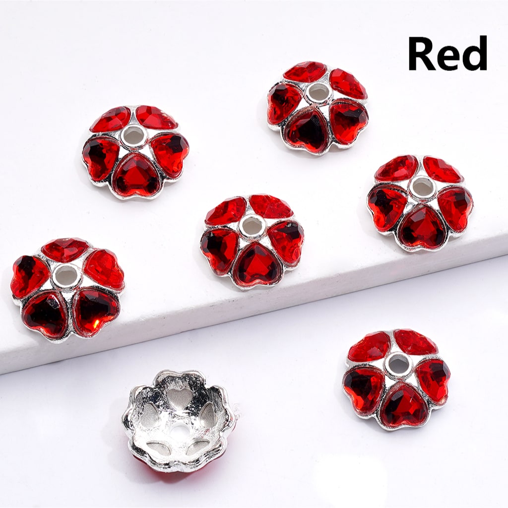 Metal Alloy Beads Cage Cap Heart Rhinestones Silver 16MM (Single Color is available for 100pcs(Whole Bag))