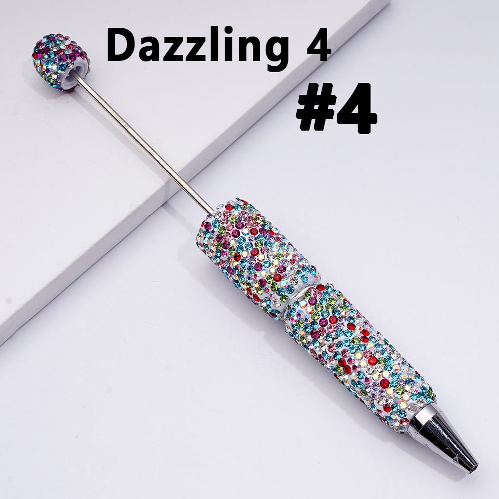Beadable Clay Pens – Fully Wrapped in Multi-Color & AB Rhinestones for a Vibrant, Eye-Catching Design