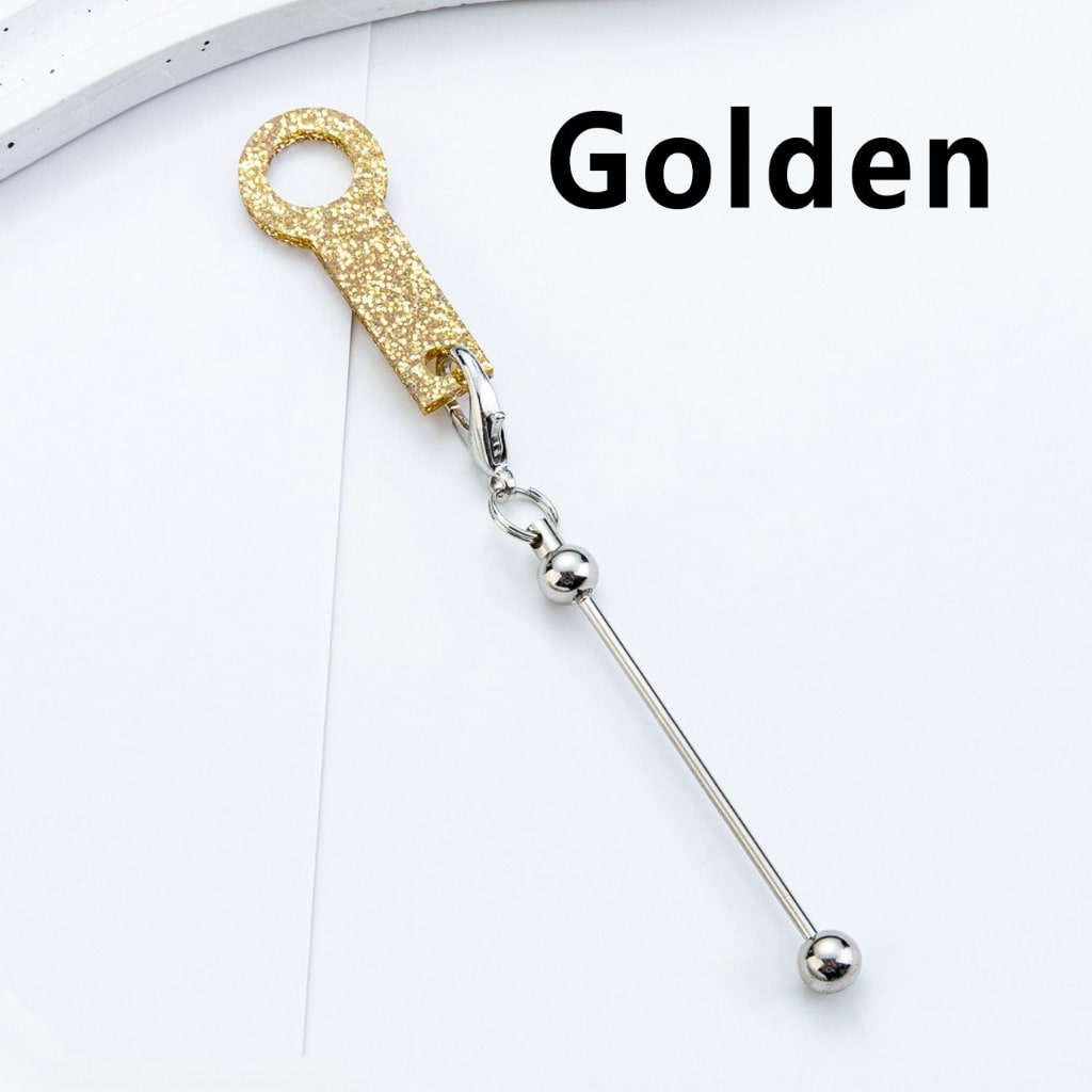 Silver Metal Bar DIY Beadable for Keychain with Carabiner Hook Plastic Long Ring Hoop on Cup's Straw 120MM
