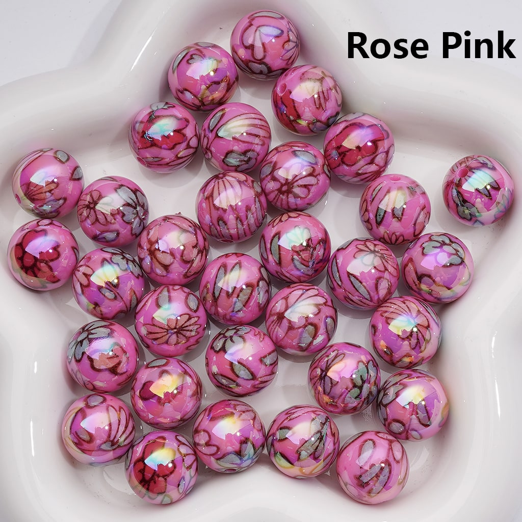 Shiny Flowers Multi-Color UV Coating Round Acrylic Beads, 16MM (Single Color is available for 200pcs Whole bag)