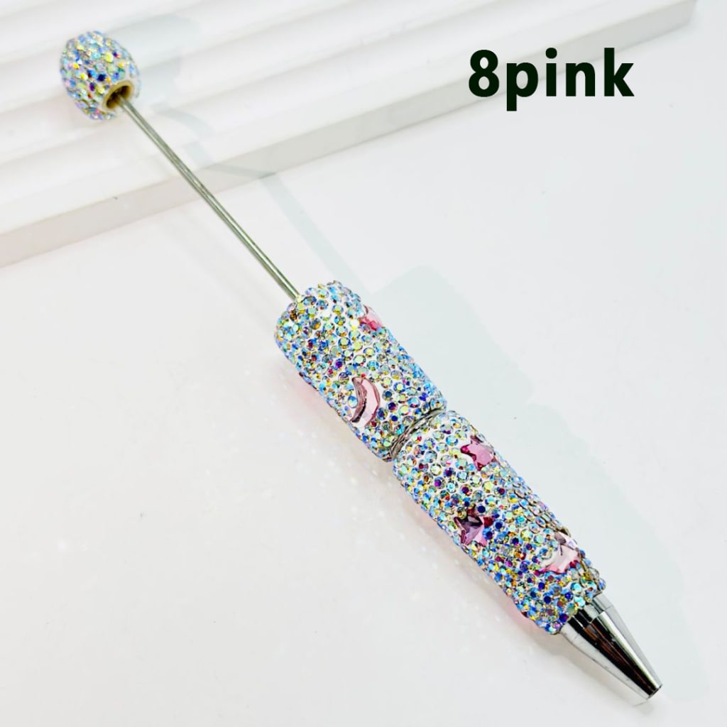 AB Color & Colorful Star with Moon Rhinestones Beadable Clay Pens, Covered the Entire Pen