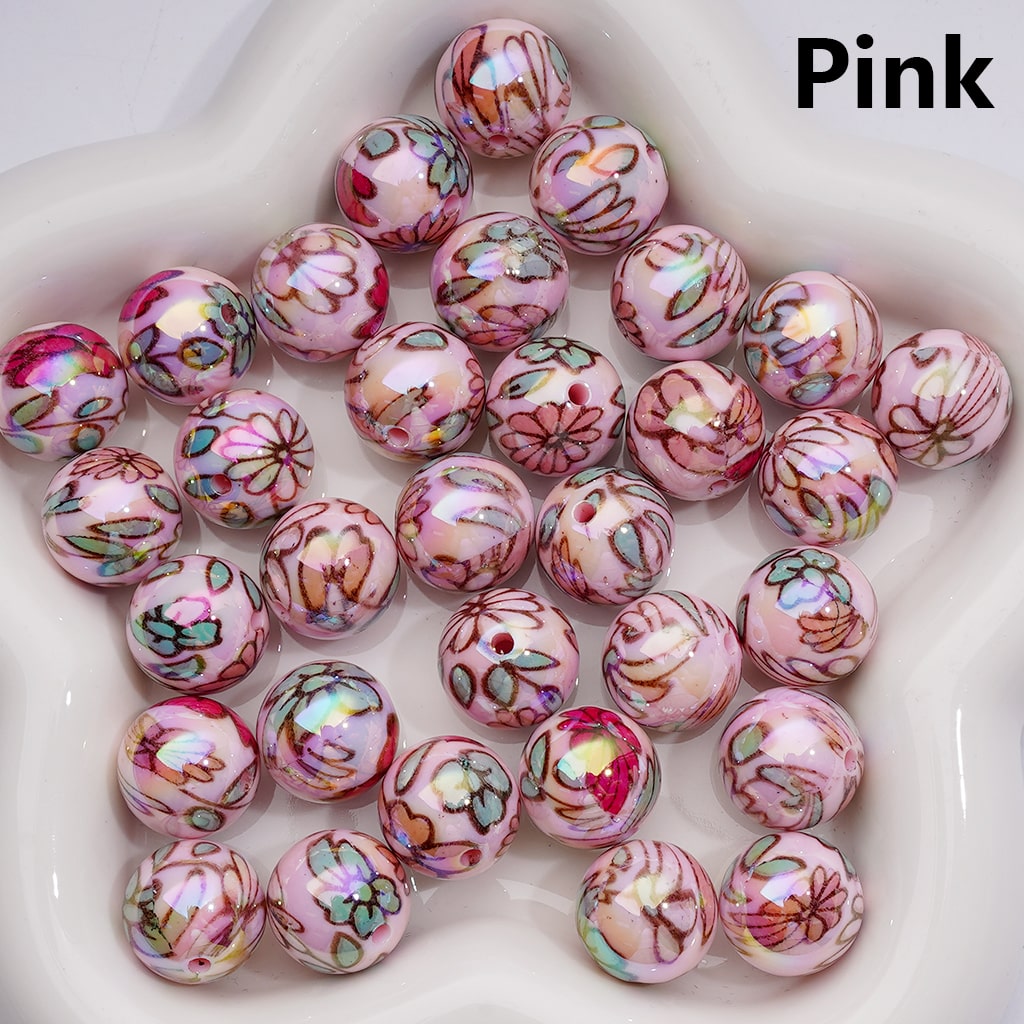 Shiny Flowers Multi-Color UV Coating Round Acrylic Beads, 16MM (Single Color is available for 200pcs Whole bag)