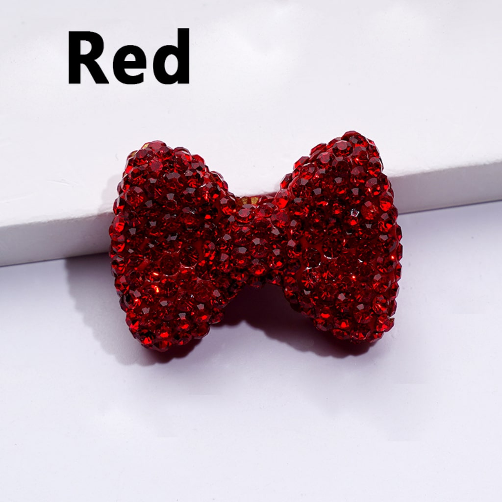 Glittering Multi-Color Bowknot Clay Beads Adorned with Sparkling Rhinestones Approx. 29x21MM