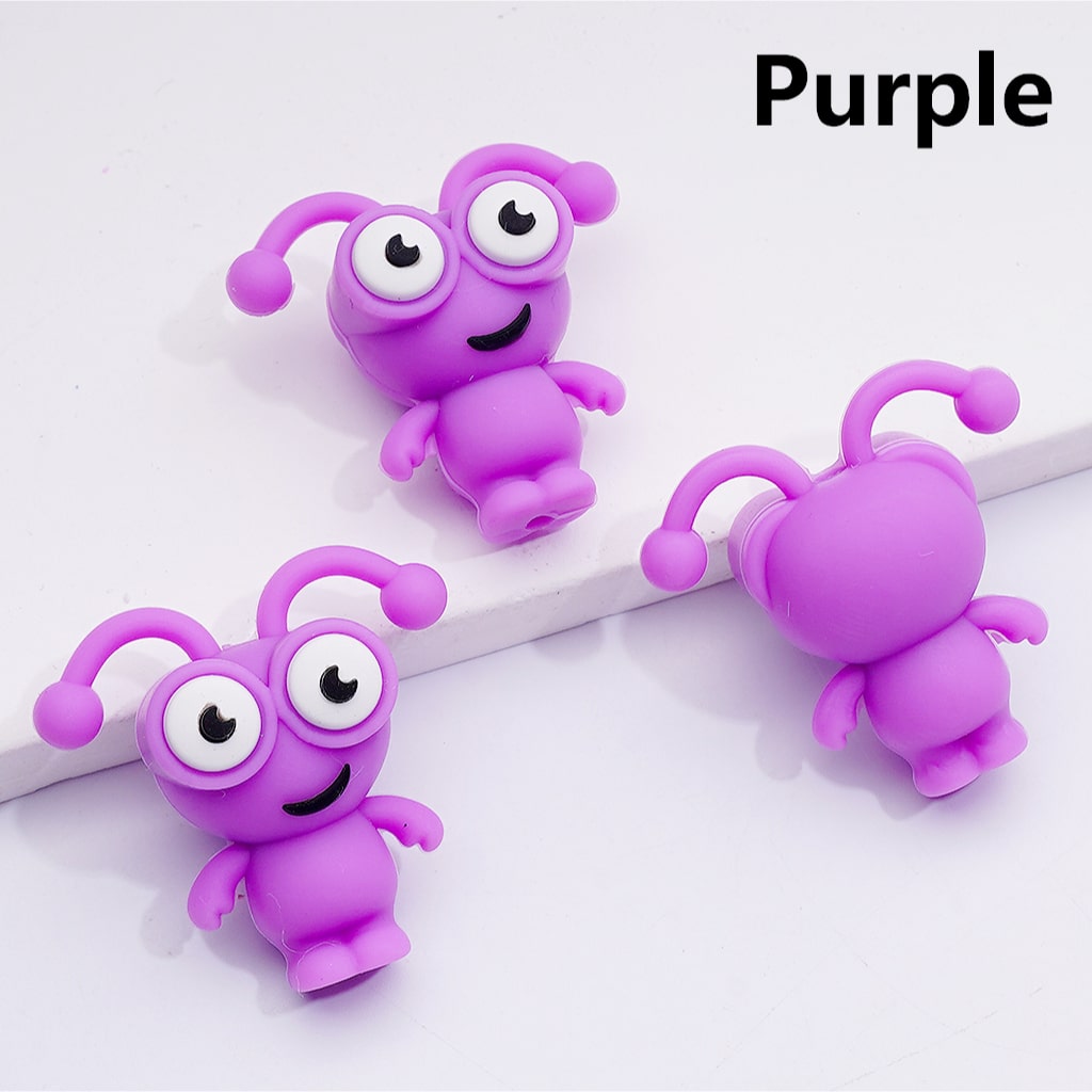 3D Bug Worm Insect Mini Multi-color with Big Eyes Silicone Focal Beads