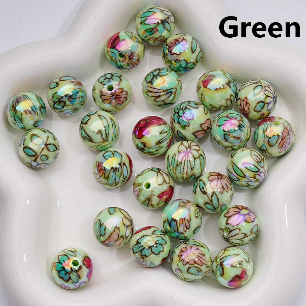 Shiny Flowers Multi-Color UV Coating Round Acrylic Beads, 16MM (Single Color is available for 200pcs Whole bag)